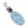 Pendentif en argent Larimar et Iolite 925